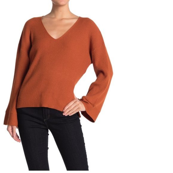 Free Press V-Neck Ribbed Sweater - Picture 1 of 6